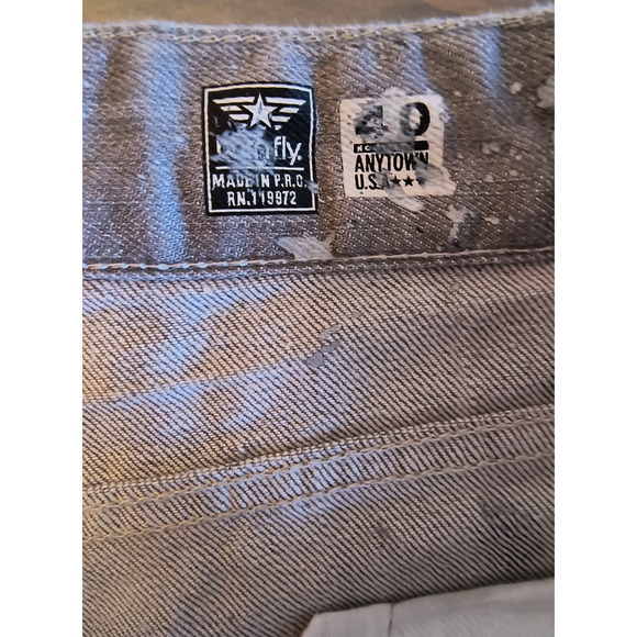 Born Fly Jeans Men's Size 40 Gray Denim Button Fly Straight Leg Paint Splatter - Picture 2 of 16